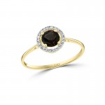 14Y Smoky Quartz Ring with Halo