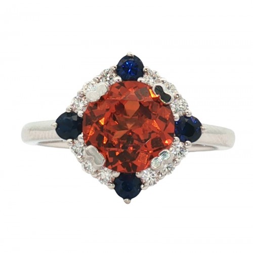 Garnet Spirit Ring with Sapphire Accents