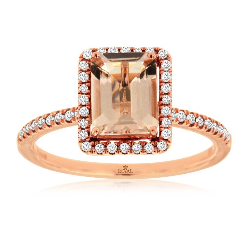 Emerald Morganite Ring with Halo