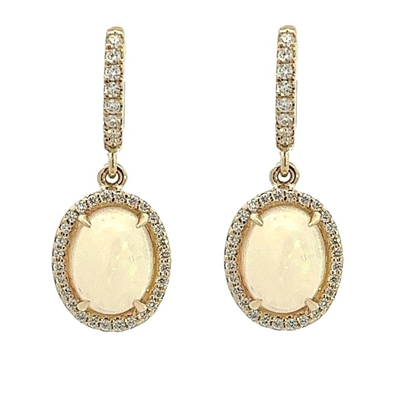 Opal Drop Earrings with Halo