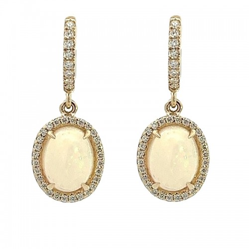 Opal Drop Earrings with Halo