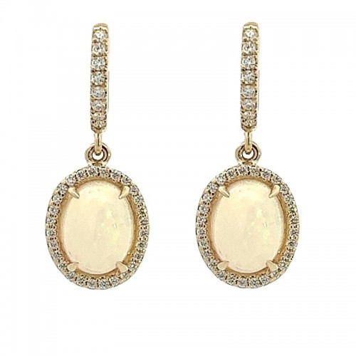 Opal Drop Earrings with Halo