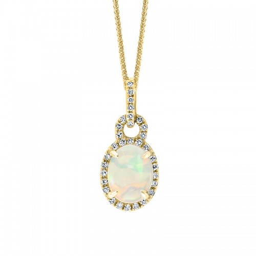 14Y Opal and Diamond Necklace