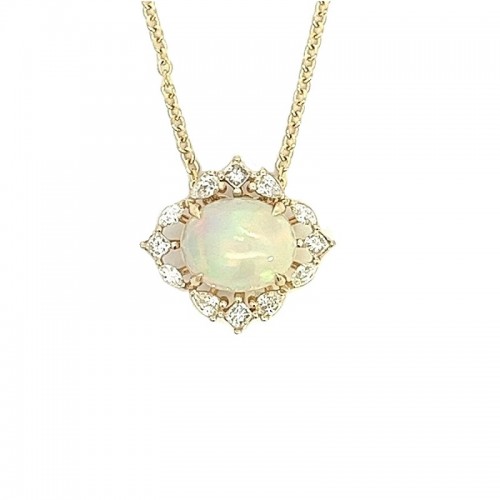 Accented Opal and Diamond Necklace