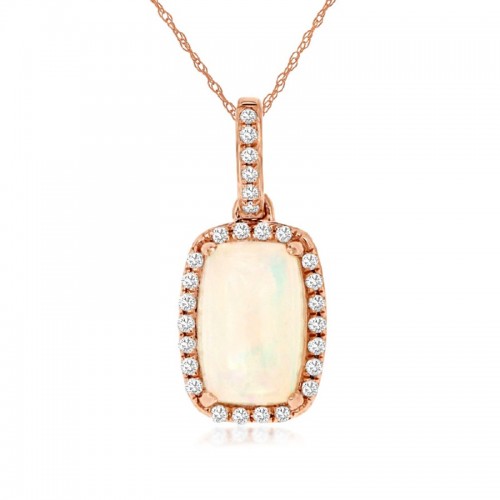 Cushion Opal Necklace in 14K Rose Gold