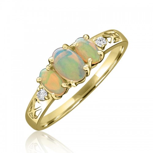 Trio Opal Ring with Diamonds