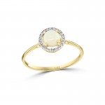 14Y Round Opal Ring with Halo