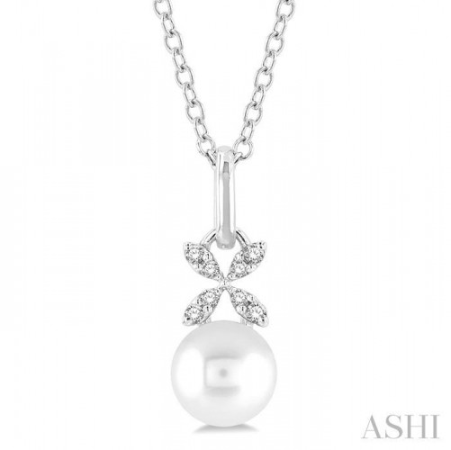 Ashi Floral Pearl and Diamond Pendant
