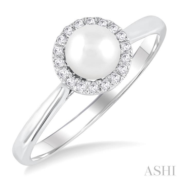 Ashi Pearl and Diamond Halo Ring