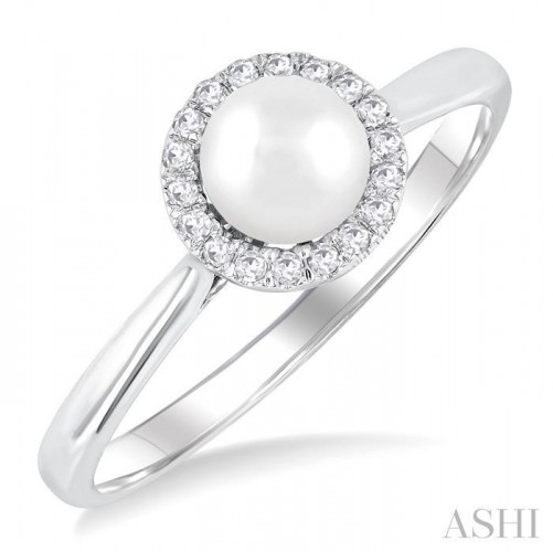 Ashi Pearl and Diamond Halo Ring