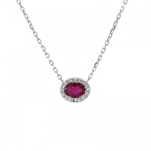 E2W Oval Ruby and Diamond Necklace