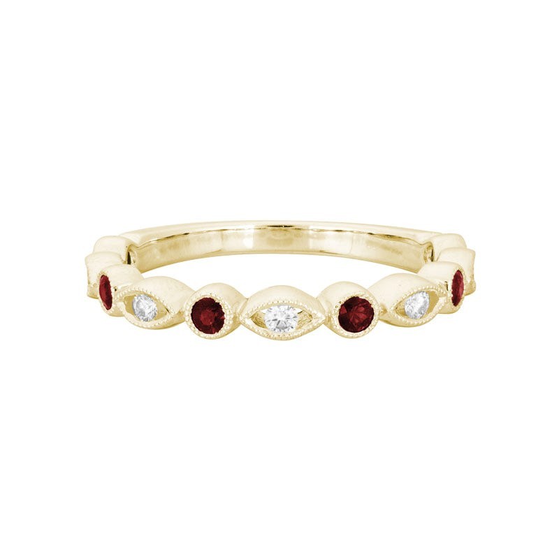 Ruby and Diamond Stacking Band in 14K Yellow Gold