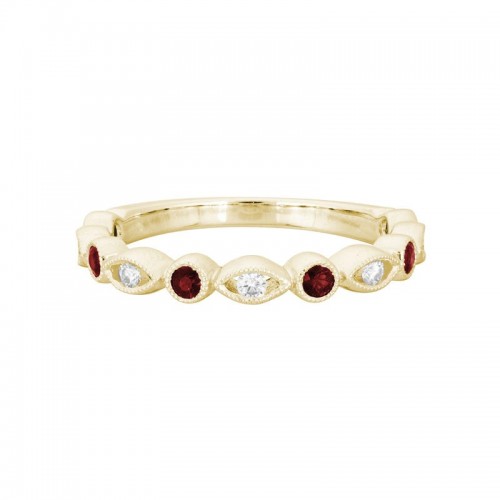 Ruby and Diamond Stacking Band in 14K Yellow Gold