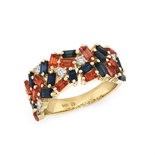 Mosaic Sapphire and Diamond Spirit Ring