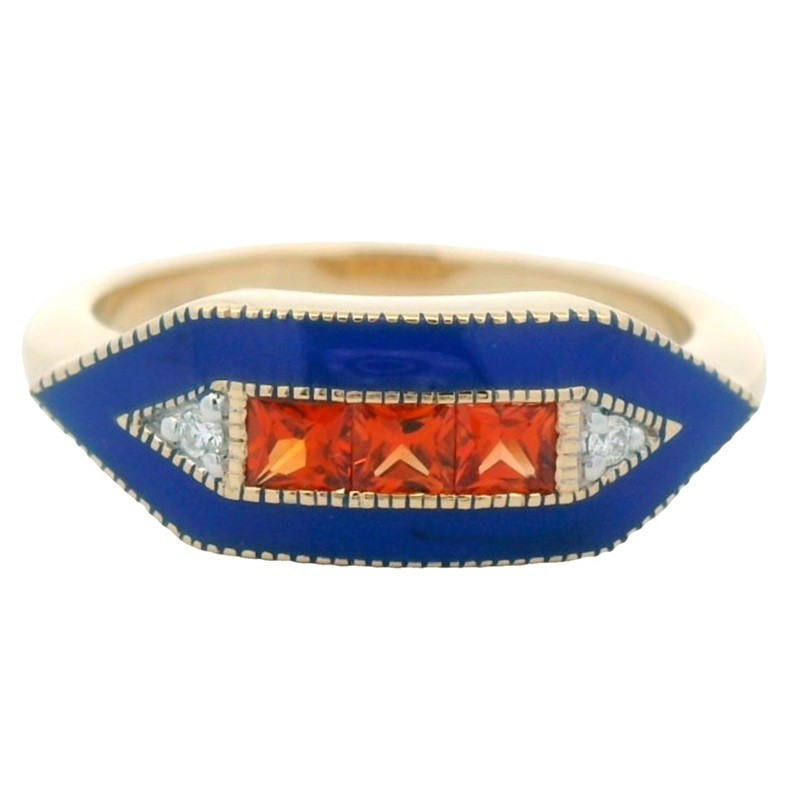 Sapphire and Diamond Enamel Spirit Ring