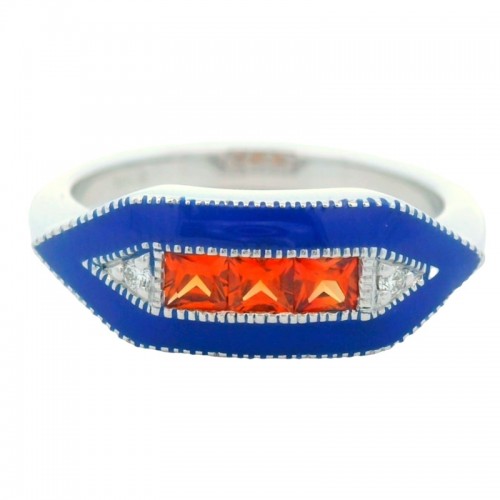 Sapphire and Diamond Enamel Spirit Ring