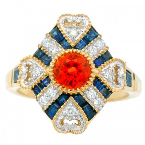 Hidden Heart Sapphire and Diamond Spirit Ring