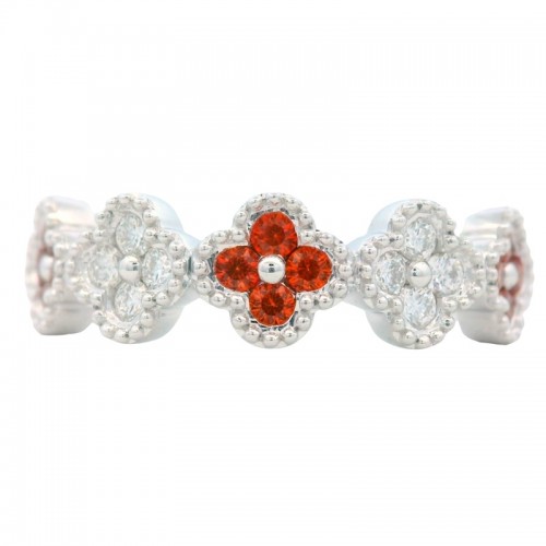 Orange Sapphire and Diamond Clover Band