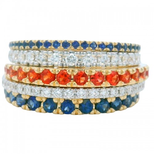 Sapphire and Diamond Stacking Spirit Ring
