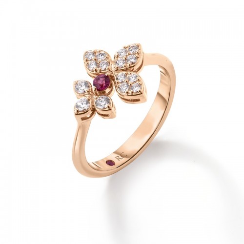 Roberto Coin 18K Diamond and Rubellite Flower Ring