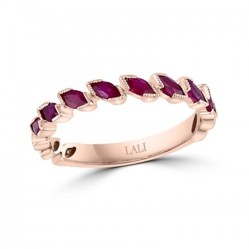 Marquise Ruby Stacking Band in 14K Rose Gold