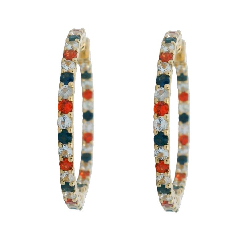 Medium Sapphire Spirit Hoops in 14K Yellow Gold