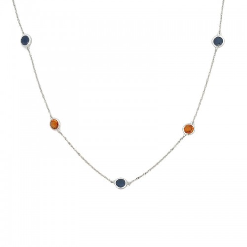 Sapphire and Citrine 5 Station Necklace