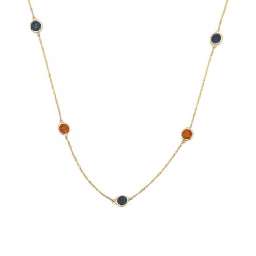 Sapphire and Citrine 5 Station Necklace