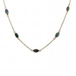 Blue Sapphire Marquise 17 Station Necklace