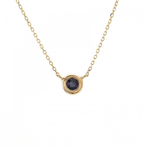 Blue Sapphire Bezel Necklace