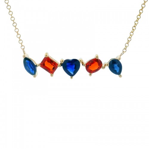 Mixed-Shape Sapphire Spirit Necklace in 14K Yellow Gold