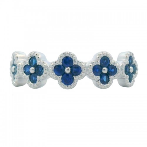 Blue Sapphire Clover Band