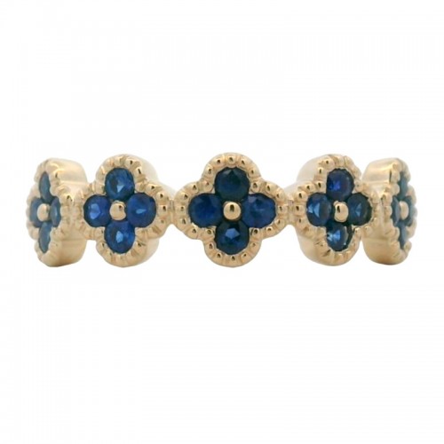 Blue Sapphire Clover Band