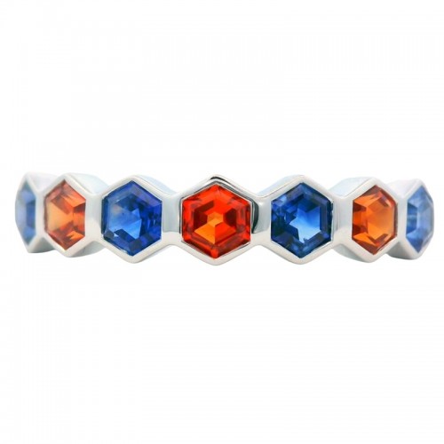Honeycomb Sapphire Spirit Ring in 14K White Gold