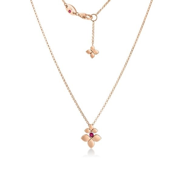 Roberto Coin Love in Verona Rubellite Double Flower Necklace