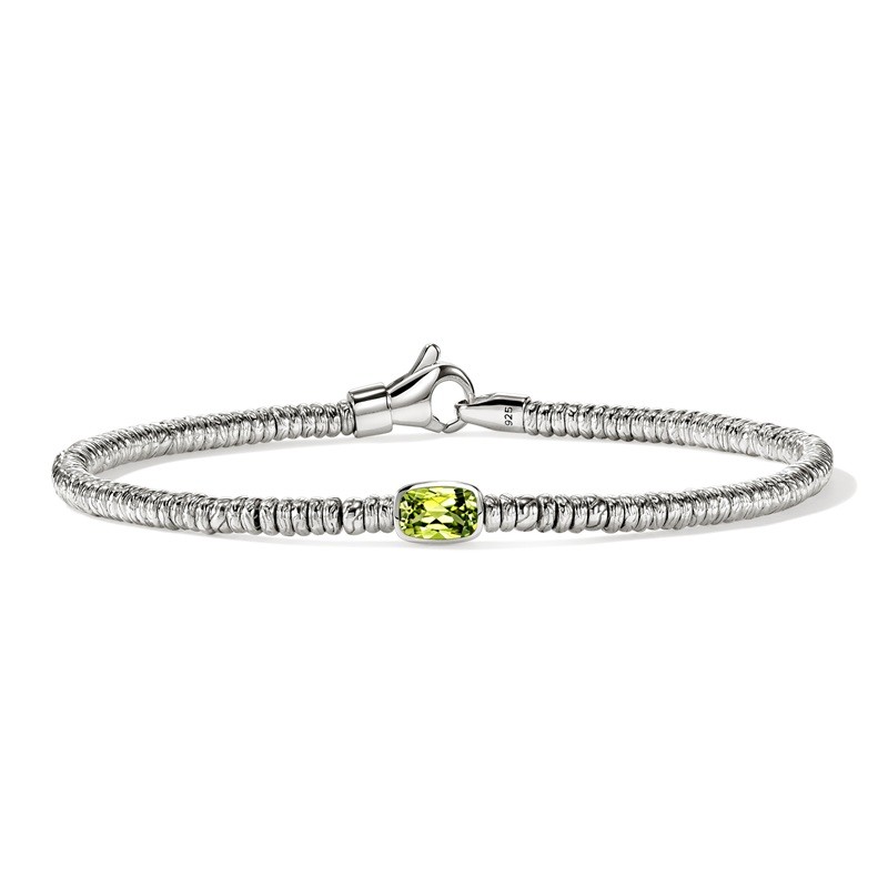 John Hardy 2.5mm Heishi Silver Bracelet with Peridot