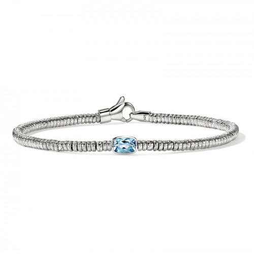 John Hardy 2.5mm Heishi Silver Bracelet with Swiss Blue Topaz