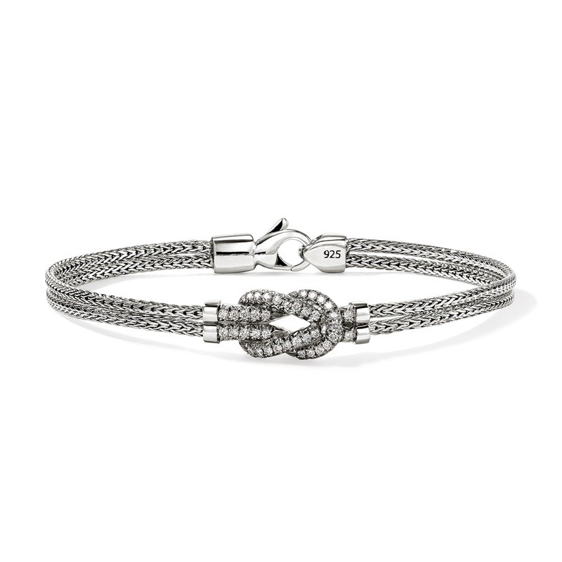 John Hardy 3.6mm Double Row Love Knot Bracelet with Diamonds