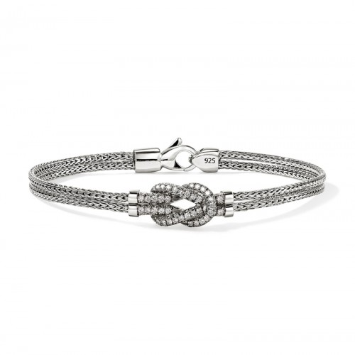 John Hardy 3.6mm Double Row Love Knot Bracelet with Diamonds