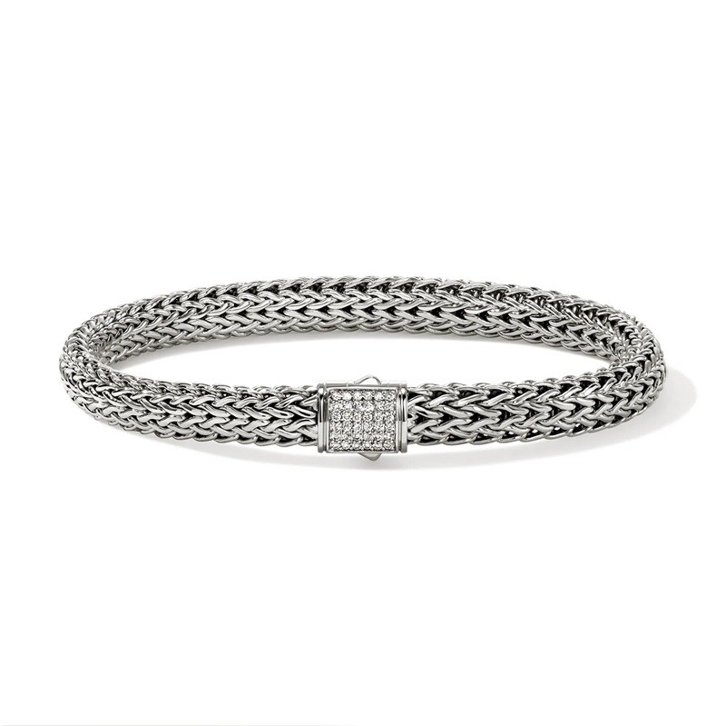 John Hardy 6.5mm Icon Bracelet with Diamonds in Sterling Silver