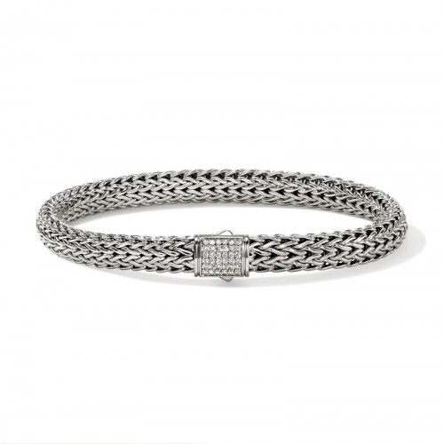 John Hardy 6.5mm Icon Bracelet with Diamonds in Sterling Silver