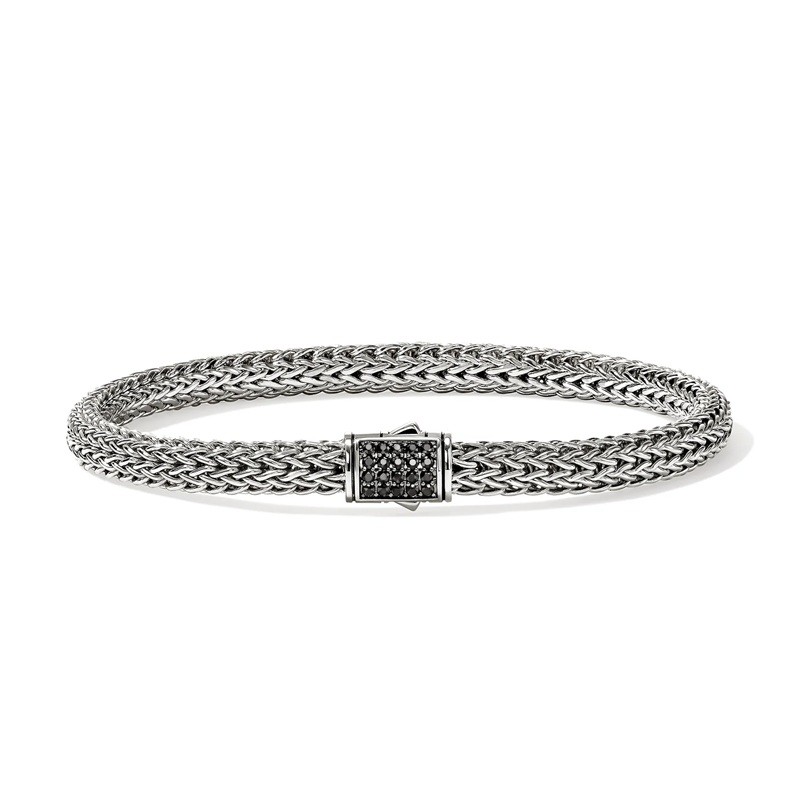John Hardy 5mm Icon Bracelet with Black Sapphires in Sterling Silver