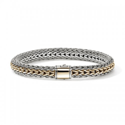John Hardy 8mm Icon Reversible Bracelet in Sterling Silver and 14K Yellow Gold
