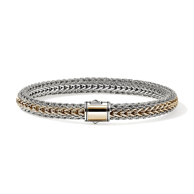 John Hardy 6.5mm Icon Reversible Bracelet in Sterling Silver and 14K Yellow Gold