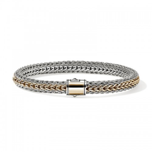 John Hardy 6.5mm Icon Reversible Bracelet in Sterling Silver and 14K Yellow Gold
