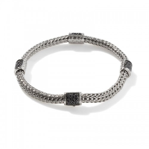 John Hardy Classic Chain Four Station Black Sapphire Bracelet