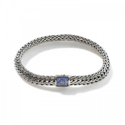 John Hardy Classic Chain 6.5mm Reversible Bracelet with Blue Sapphire