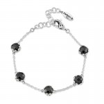 Sterling Silver Black Spinel Station Bracelet