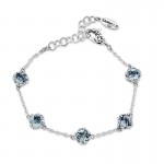 Sterling Silver Blue Topaz Station Bracelet