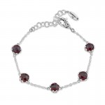Sterling Silver Garnet Station Bracelet